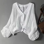 Loose-fitting Lightweight Thin Short Coat - White