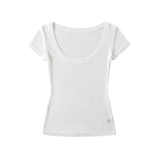 Spring New Summer Casual Pure Thin Transparent Lazy Pure Desire Short Sleeve T shirt White - Shop at LoveMi