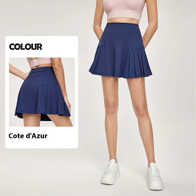 Cool Sports Short Skirt Anti exposure Fake Two piece Badminton Pocket French Riviera - Shop at LoveMi