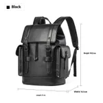 Men's Leather Backpack Large Capacity Business Computer Bag - Black