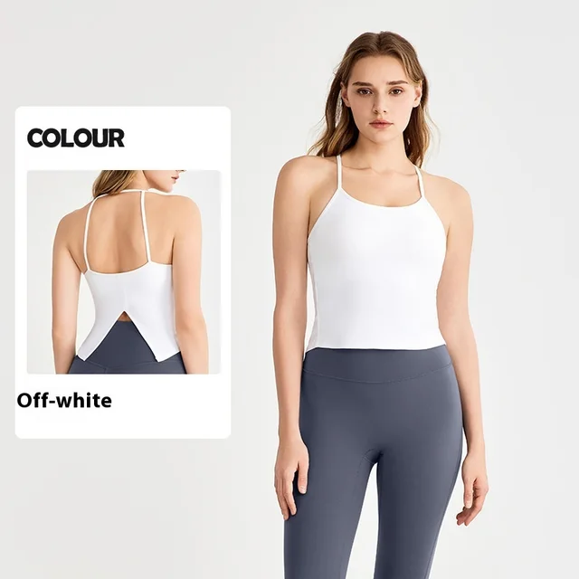 Yoga Clothes Vest Chest Pad Pilates Workout Underwear Sexy Beige - Shop at LoveMi