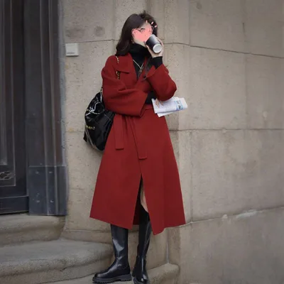 Mid length Fall Winter Fashion Socialite Below the knee Coat Red - Shop at LoveMi