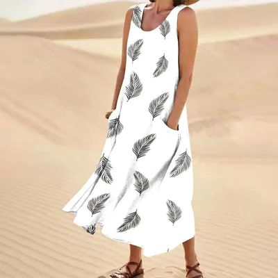 Women's Landscape Floral Maxi Dress Slim Fit Casual Skirt Floral - Shop at LoveMi