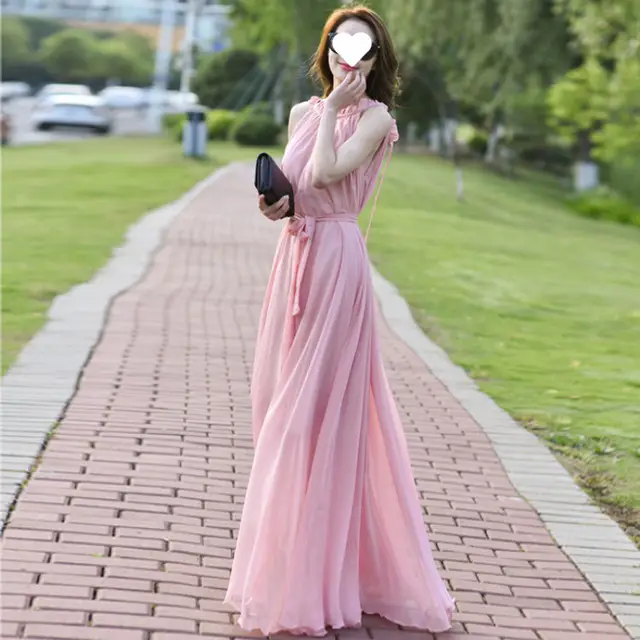 Bohemian Solid Color Plus Size Dress Pink - Shop at LoveMi