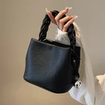 One-shoulder Crossbody Design Portable Bucket Bag - Black