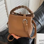 One-shoulder Crossbody Design Portable Bucket Bag - Brown