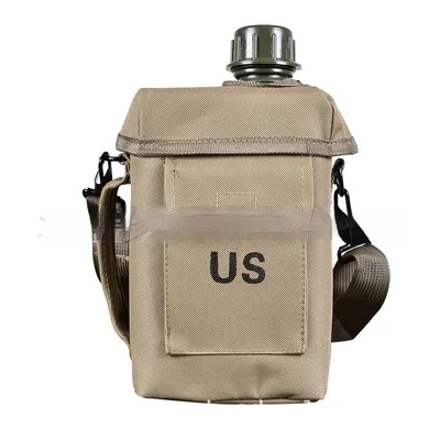 Outdoor Large Capacity Military Camouflage Solid Color PVC Single Shoulder Kettle Khaki - Shop at LoveMi