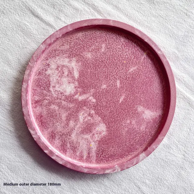 Tray Round Jewelry Storage Aromatherapy Cup Color Cement Pink - Shop at LoveMi