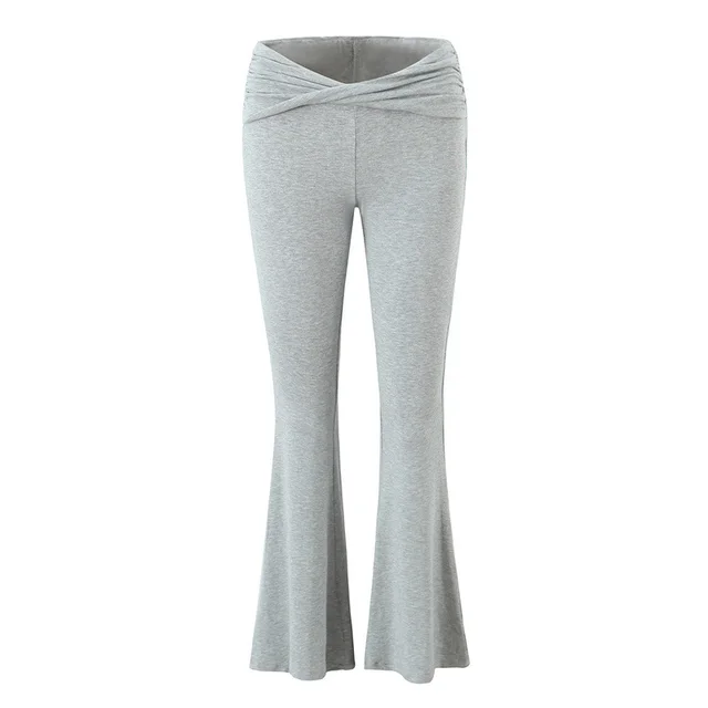 European And American Style Women's Fashion Sexy Casual Twist Tube Top Beautiful Back Tank top Bell bottom Pants Light Gray Pants - Shop at LoveMi