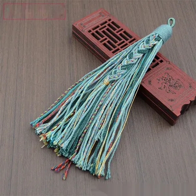 Cotton String Tassel Fringe Hand woven Lanyard Accessories Long Autumn Green - Shop at LoveMi