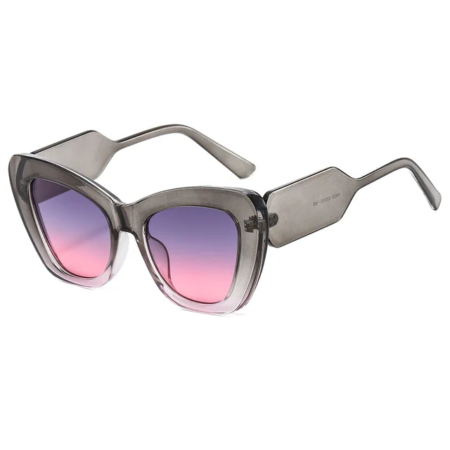 Plain Contrast Color European And American Sun Glasses Gray Frame Gray Powder Piece - Shop at LoveMi