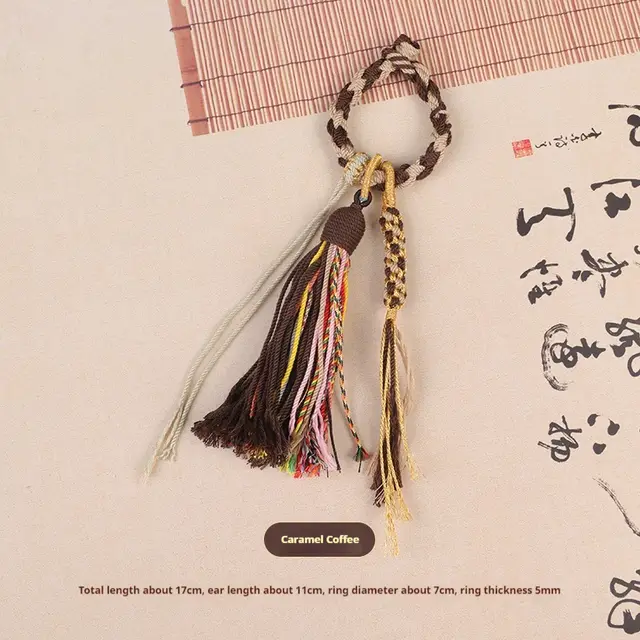 Red Tassel Fringe Hand made Cotton Threads Crafts Accessories Bodhi Bracelet Gourd Pendant Coffee - Shop at LoveMi