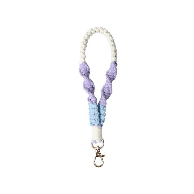 Creative Color Cotton String Woven Keychain Simple Cute Girl Style Light Purple - Shop at LoveMi