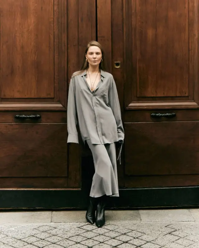 Autumn Loose Casual Temperament Long Sleeve Cardigan Dress Two piece Set Gray Grey - Shop at LoveMi