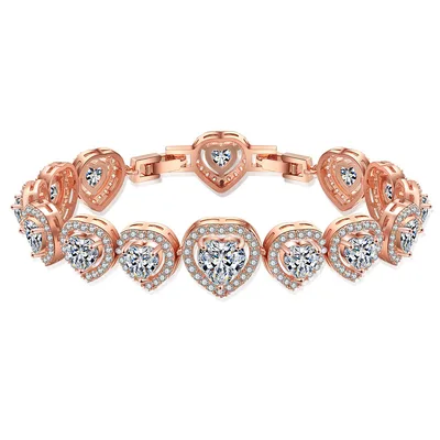 Geometric Heart Shape AAA Zircon Bracelet Female Korean Style Temperament Rose Gold Plated - Shop at LoveMi