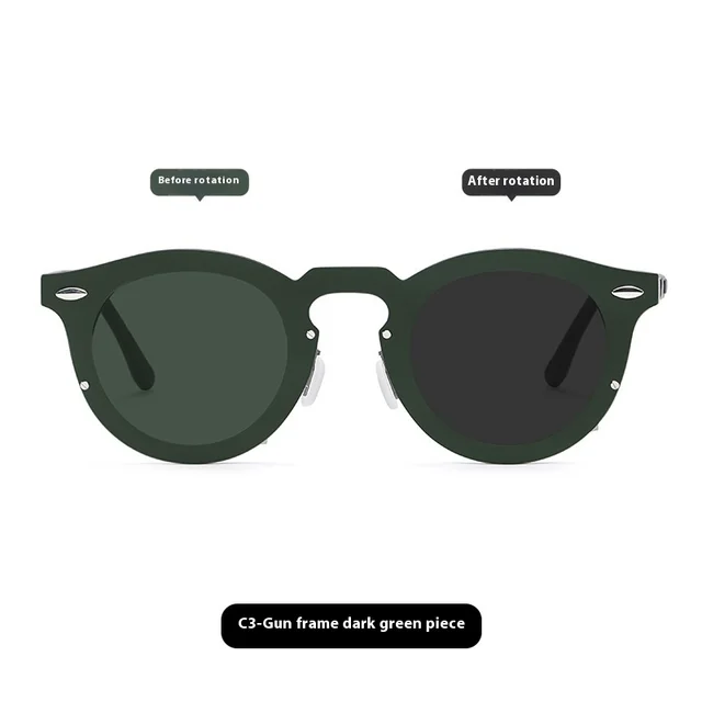 Rotating Adjustable Color Changing UV Resistant Sunglasses C3 Gun Frame Dark Green - Shop at LoveMi