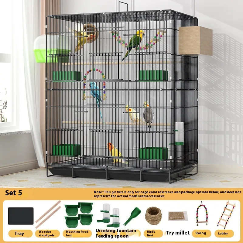 Home Fashion Personality Double Layer New Bird Cage - Black Double Layer 51X34X74 - View 1