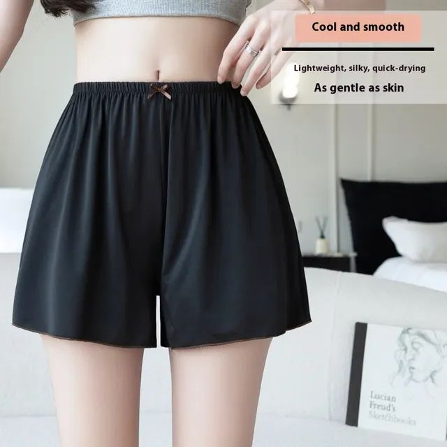 Ice Silk Safety Pants For Women Plus sized Anti exposure Bottom Shorts Black - Shop at LoveMi