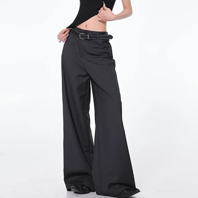 Summer Gray Suit Pants Slimming And Straight Wide leg Casual Pants Gray Thickened - Shop at LoveMi