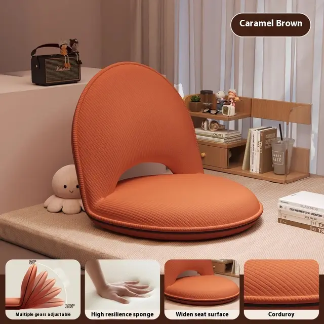 Lazy Tatami Bed Sofa Bay Window Folding Backrest Chair Caramel Soft Corduroy - Shop at LoveMi