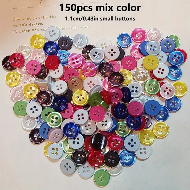 Resin Pearlescent Concave Four eye Children's Shirt Button 1.1Cm 150Pcs - Shop at LoveMi