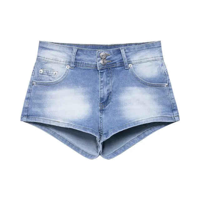 European And American Low Waist Navel Sexy Sweet And Spicy Shorts Slim Jeans For Women Blue - Shop at LoveMi