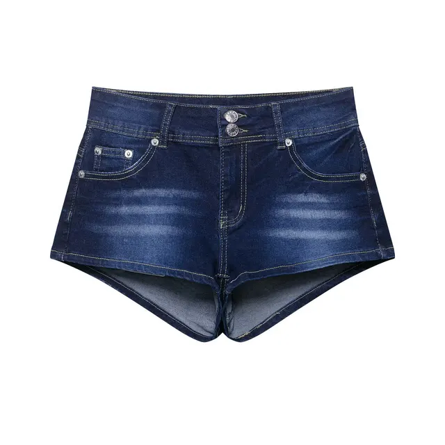 Low Rise Fitted Denim Shorts Navyblue - Shop at LoveMi