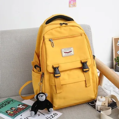 Junior School Backpack High School And College Student For Men And Women Yellow - Shop at LoveMi