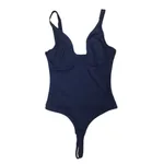 New Women's Solid Color Casual Versatile Plastic Jumpsuit Corset - Navy Blue
