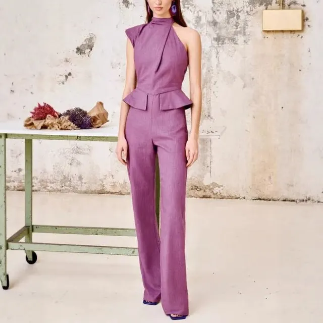 Fashionable Asymmetric Design Jumpsuit Slim Fit Slimming Purple - Shop at LoveMi