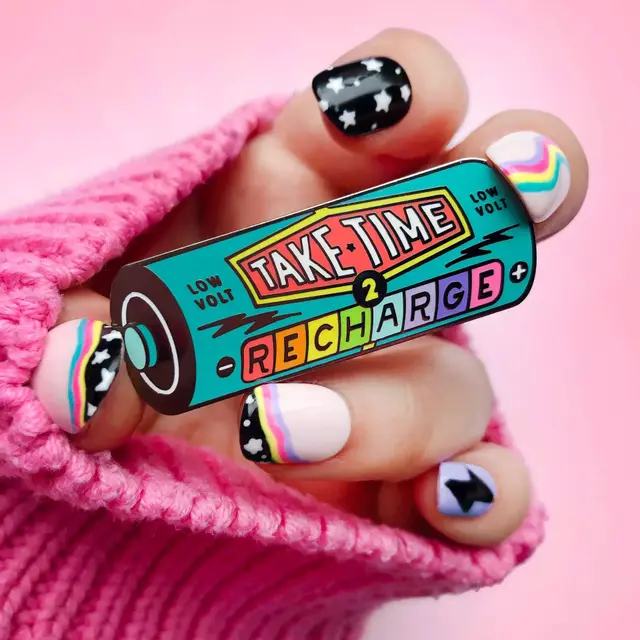 Energy Battery Brooch Interactive Medal New Blue Color - Shop at LoveMi