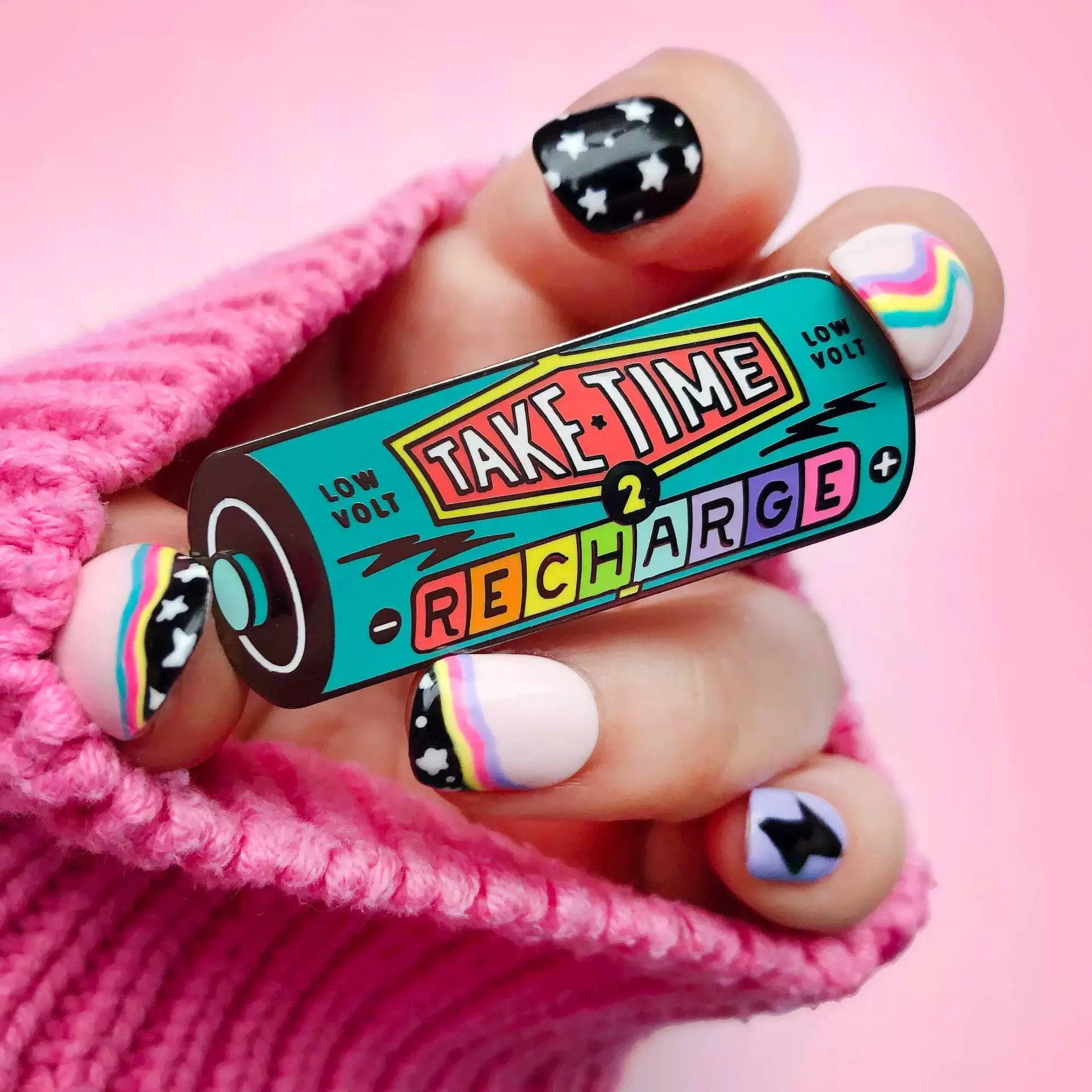 Energy Battery Brooch Interactive Medal - New Blue Color - View 1