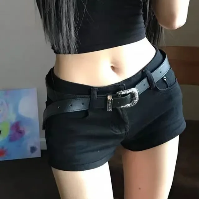 Hot Pants American Stretch Pants Short Slim Fashion Black Gift Belt - Shop at LoveMi