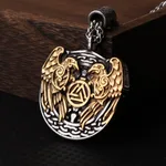 Double-sided Crow Titanium Steel Vintage Pendant For Men - Gold