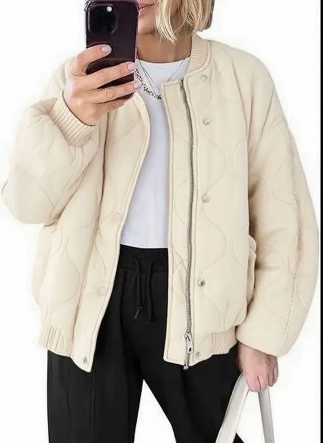 Loose Casual Pilot Long Sleeve Baseball Uniform Apricot - Shop at LoveMi