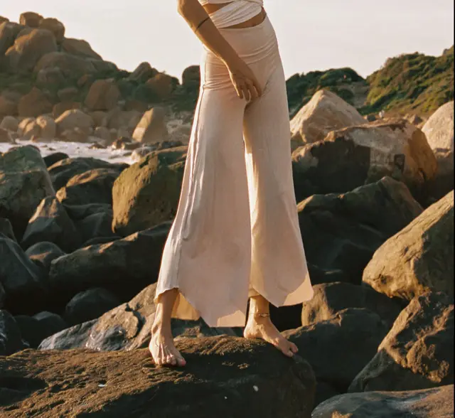 High Waist Irregular Casual Pants Yoga Cropped Pants Apricot Beige - Shop at LoveMi