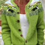 3D Digital Printing Cardigan Knitted Coat - Style3