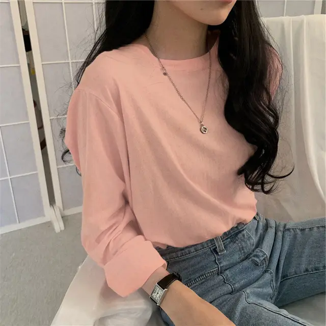 Loose All matching Student Clothes Women's Top Orange Pink - Shop at LoveMi