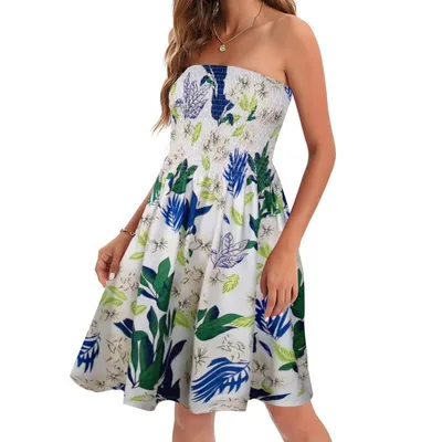 European And American Spring And Summer New Fashion Printed Beach Vacation Sexy Tube Top Dress Color 11 L - Shop at LoveMi