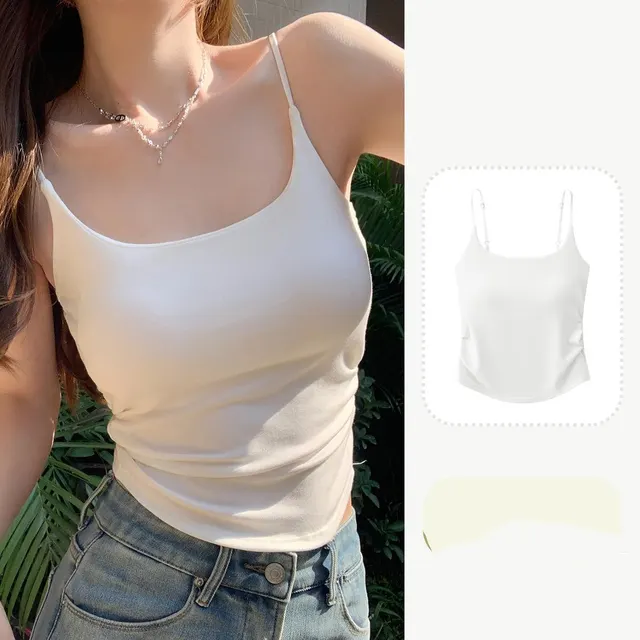 Pure Desire Style Pleated Suspender Vest For Women Outer Wear Inner Wear White Quality Version - Shop at LoveMi