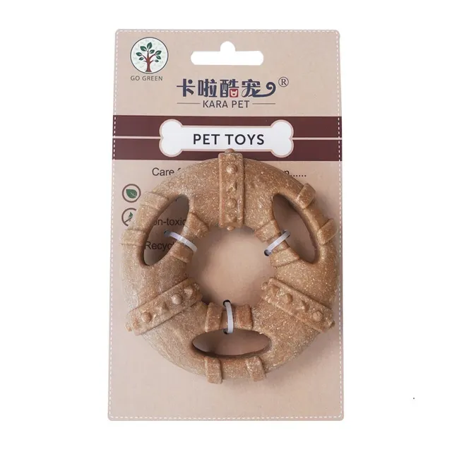 Dog Toy Bone Molar Rod Bite resistant Teeth Cleaning Self hi Wooden Ring - Shop at LoveMi