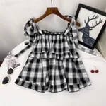 Sweet Girl Summer New Western Style Youthful-looking Ruffle Sleeveless Vest Women's Top - Black