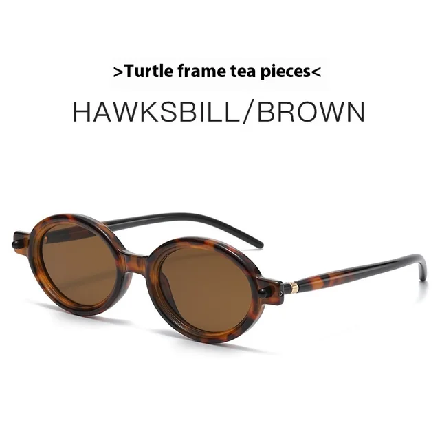 Retro Artistic Oval Frame Sunglasses Modern Charming Anti blue Light Sunglasses Brown - Shop at LoveMi