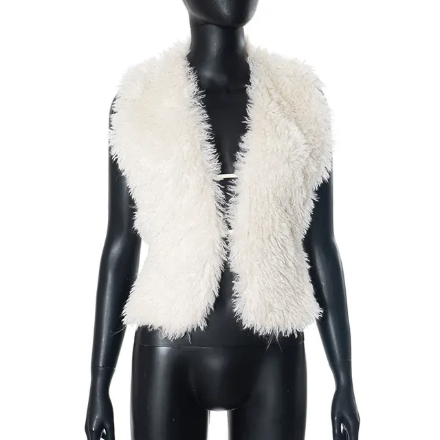 Sexy Bare Back Fur Collar Halter Vest White - Shop at LoveMi