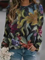 Casual Fashion Loose Ethnic Style Retro Long Sleeve Crew Neck Pullover Sweatshirt - Figure 2-Xxl