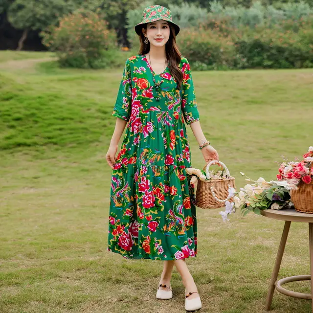 Summer New Noil Poplin Dress Stylish Thin High end Casual Beach Skirt No 2 Color - Shop at LoveMi