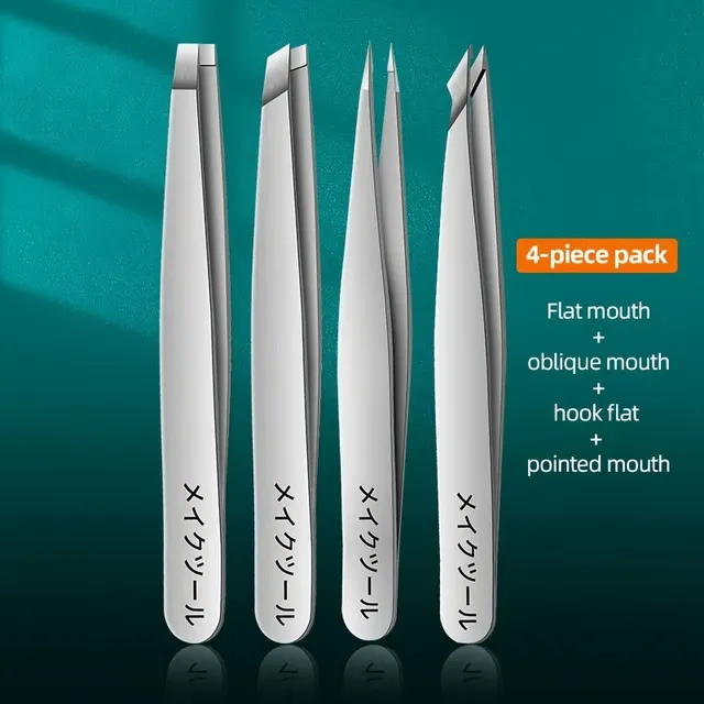 Eye Tweezer 4 piece Set Manicure Expert Eye brow Knife Portable Tool Tweezers Silver 4Pcs - Shop at LoveMi