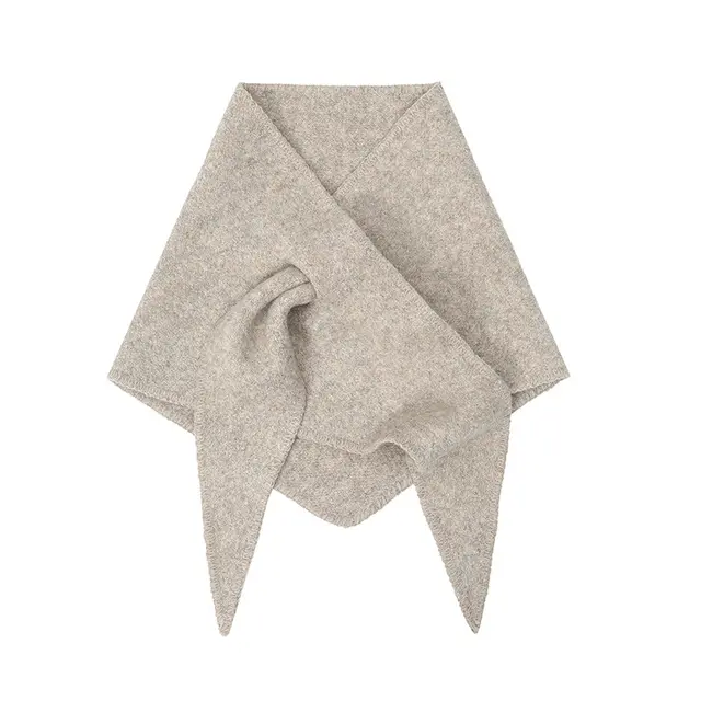 New Korean Style Wool Knitted Triangle Shawl Scarf Khaki - Shop at LoveMi