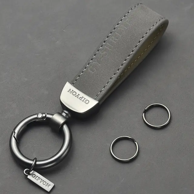 Car Key Ring Genuine Leather Pendant Gray - Shop at LoveMi