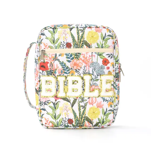 Book Dustproof Storage Good looking Handbag Zipper Buggy Bag White Flowers - Shop at LoveMi